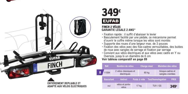 EUFAB FINCH 2 VÉLOS