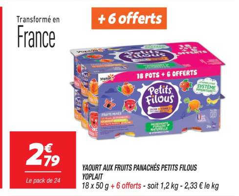 Yaourt aux fruits panachés Petits Filous Yoplait