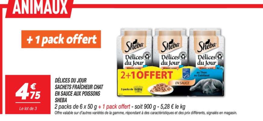 DÉLICES DU JOUR SACHETS FRAÎCHEUR CHAT EN SAUCE AUX POISSONS SHEBA
