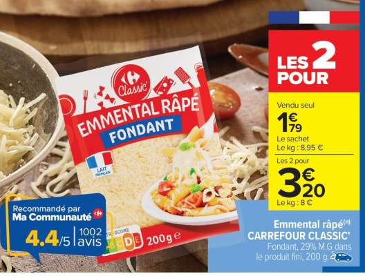 EMMENTAL RÂPÉ CARREFOUR CLASSIC