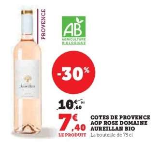 COTES DE PROVENCE AOP ROSE DOMAINE AUREILLAN BIO