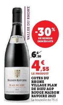 COTES DU RHONE VILLAGE PLAN DE DIEU AOP ROUGE MAISON RAVOIRE 2023
