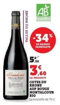 Cotes du Rhone AOP Rouge Montalcour Bio