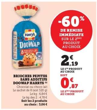 BRIOCHES PEPITES SANS ADDITIFS DOOWAP HARRYS