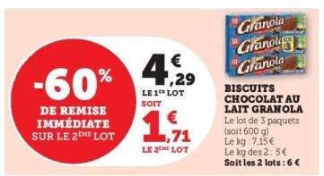 Biscuits Chocolat au Lait Granola