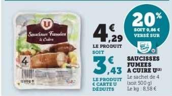 Saucisses fumées à cuire
