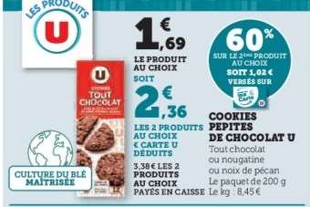 COOKIES PEPITES DE CHOCOLAT U