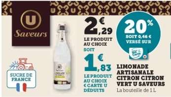 Limonade Artisanale Citron Citron Vert U Saveurs