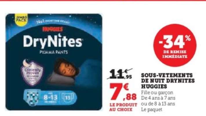 Sous-vêtements de nuit DryNites Huggies