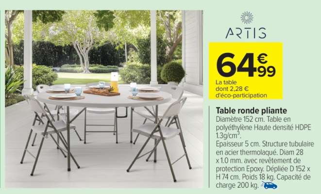 Table ronde pliante