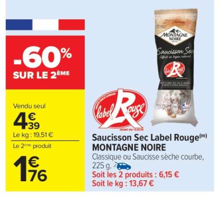 Saucisson Sec Label Rouge MONTAGNE NOIRE