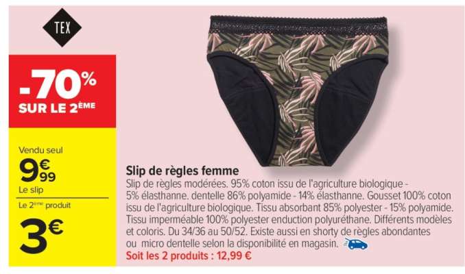 Slip de règles femme