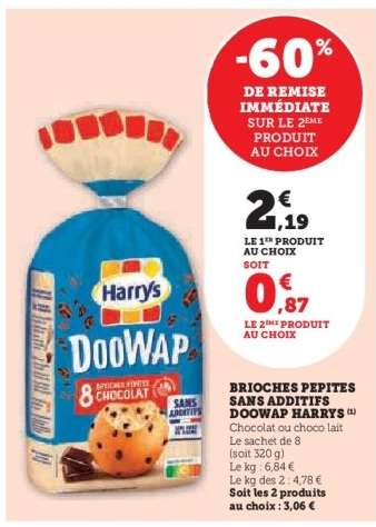 BRIOCHES PEPITES SANS ADDITIFS DOOWAP HARRYS