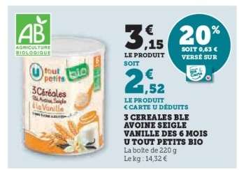 3 Céréales Blé Avoine Seigle Vanille