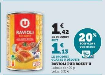 RAVIOLI PUR BOEUF U