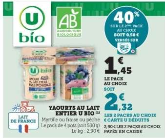 Yaourts au lait entier U Bio