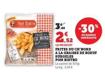 Frites du Ch'Nord à la graisse de boeuf surgelés Pom Bistro