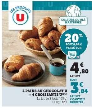 4 Pains au Chocolat U + 4 Croissants U