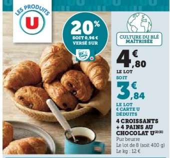 4 Croissants + 4 Pains au Chocolat