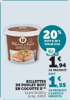 Rillettes de Poulet Roti en Cocotte U
