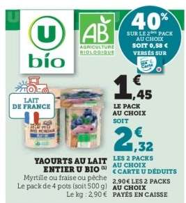 Yaourts au lait entier U Bio