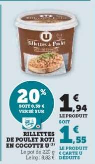 Rillettes de Poulet Roti en Cocotte U