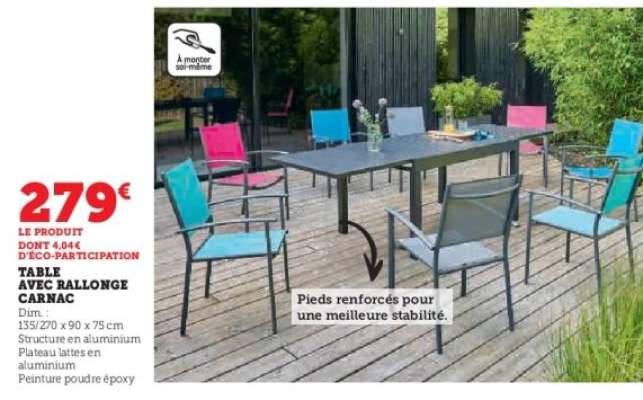 Table avec rallonge Carnac