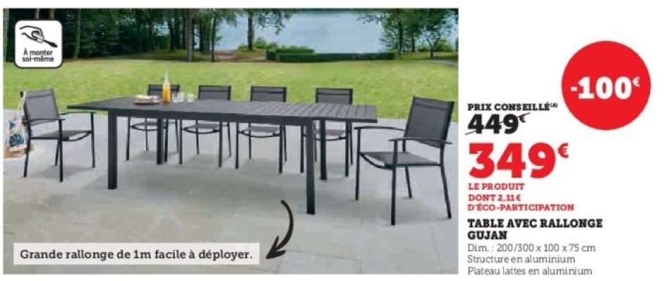Table avec rallonge Gujan
