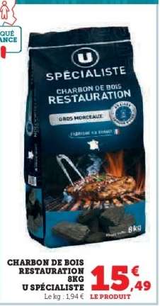 Charbon de Bois Restauration 8kg U Spécialiste