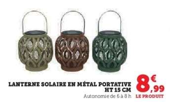 Lanterne solaire en métal portative