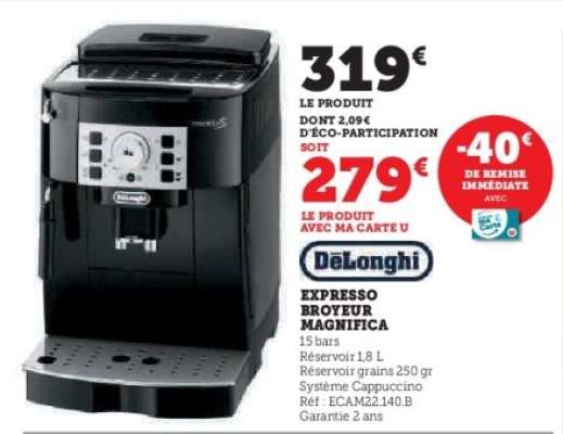 DeLonghi Expresso Broyeur Magnifica
