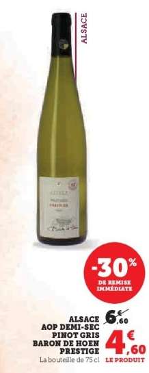 Alsace AOP Demi-Sec Pinot Gris Baron de Hoen Prestige