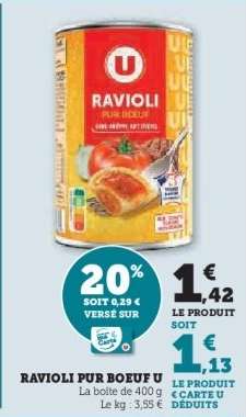 RAVIOLI PUR BOEUF U