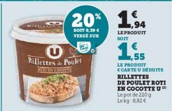 Rillettes de Poulet Roti en Cocotte U