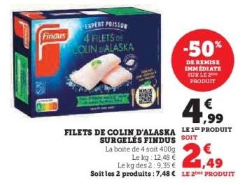 Filets De Colin D'alaska Surgelés Findus