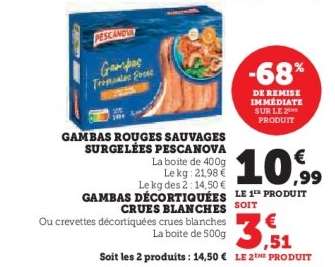 Gambas Rouges Sauvages Surgelées Pescanova