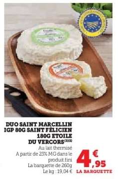 Duo Saint Marcellin IGP 80g Saint Felicien 180g Etoile du Vercors