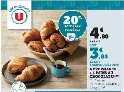 4 Croissants + 4 Pains au Chocolat