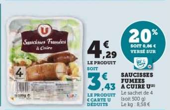 Saucisses Fumées à Cuire U