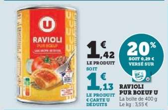 RAVIOLI PUR BOEUF U