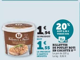 Rillettes de Poulet Roti en Cocotte U