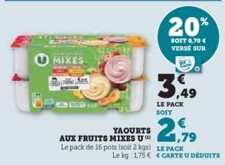 Yaourts aux fruits Mixes U