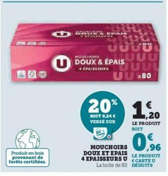 Mouchoirs Doux et Épais 4 Épaisseurs U