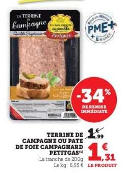 TERRINE DE CAMPAGNE OU PÂTÉ DE FOIE CAMPAGNARD PETITGAS
