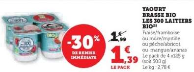 Yaourt Brassé Bio Les 300 Laitiers Bio
