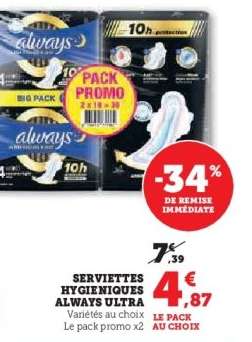 SERVIETTES HYGIÉNIQUES “ALWAYS ULTRA”