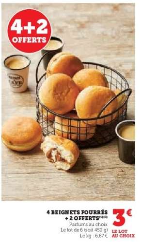 4 BEIGNETS FOURRÉS + 2 OFFERTS