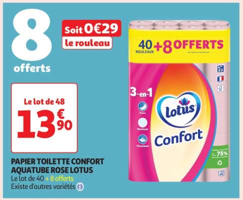Papier Toilette Confort Aquatube Rose Lotus