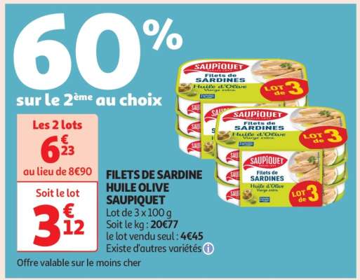 FILETS DE SARDINE HUILE OLIVE SAUPIQUET
