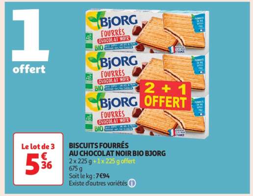Biscuits Fourrés Au Chocolat Noir Bio Bjorg